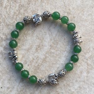 Good Luck Green & Silver Elephant Bracelet